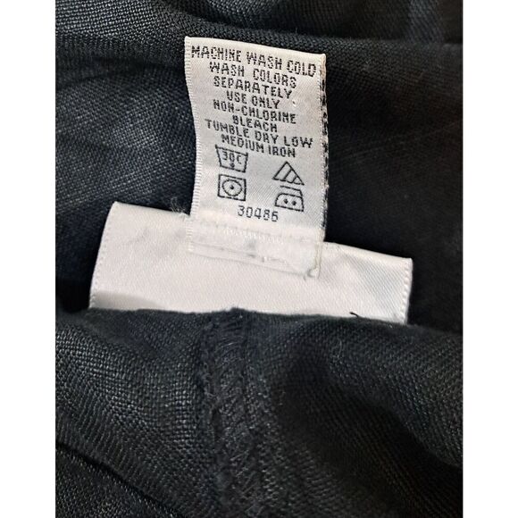 Real Comfort Womens Size 10 Wide Leg 100% Linen Cargo Pant Black LAGENLOOK - Picture 6 of 7